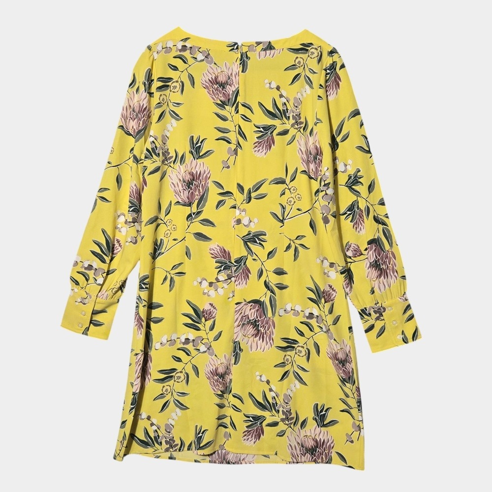 LOFT Boatneck Floral Shift Dress Yellow 10 Cottagecore Spring Garden Brunch NWT - Picture 5 of 12